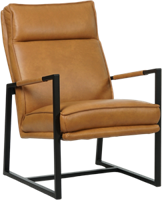 Cognac leren industriële design fauteuil Square - Granada leer Sahara (cognac leer)