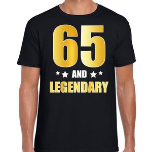 65 and legendary verjaardag cadeau t-shirt goud 65 jaar zwart voor heren