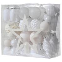 Decoris kerstballen, ornamenten en piek set - 60-delig - wit - kunststof