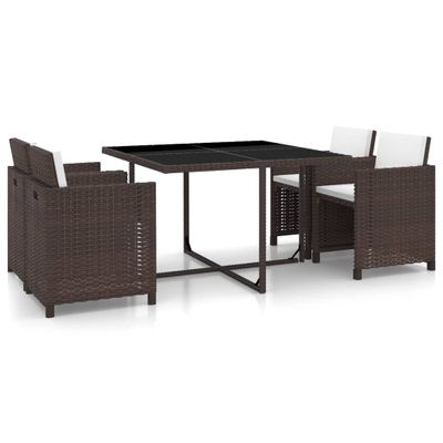 vidaXL 5-delige Tuinset met kussens poly rattan bruin vidaXL 5-delige Tuinset met kussens poly rattan bruin