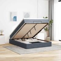 Ottoman bed met matras 140x190cm fluweel donkergrijs