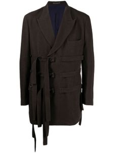 Yohji Yamamoto strapped long-sleeve coat - Marron