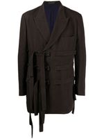 Yohji Yamamoto strapped long-sleeve coat - Marron