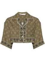 Palm Angels paisley-print cropped shirt - Vert - thumbnail