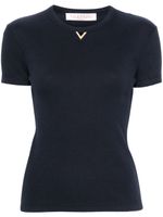 Valentino Garavani t-shirt nervuré à applique logo - Bleu