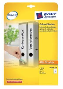 Avery-Zweckform Ordneretiketten L4758-10 38 x 297 mm Papier Wit Permanent hechtend 50 stuk(s)