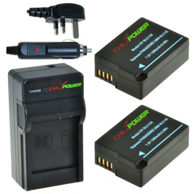 2 x DMW-BLC12 accu's voor Panasonic - Charger Kit + car-charger - UK version
