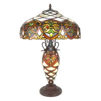 HAES DECO - Tiffany Tafellamp Creme, Bruin Ø 40x61 cm Fitting E27 / Lamp max 2x60W