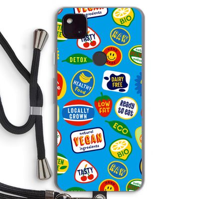 Fruitsticker: Pixel 4a 5G Transparant Hoesje met koord