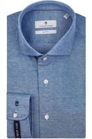Thomas Maine Tailored Fit Jersey shirt blauw, Effen - thumbnail