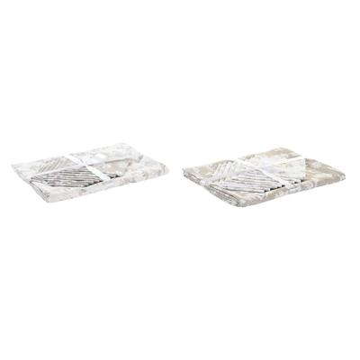 Placemat en servetten DKD Home Decor 9 Onderdelen 2 Stuks 150 x 250 x 0,5 cm Beige Roze Wit Groen Lichtbruin