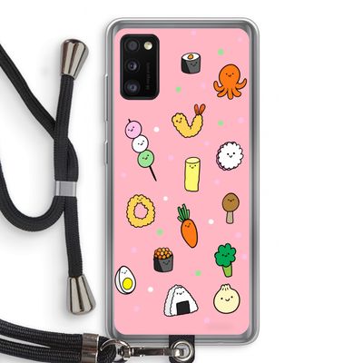 Happy bento friends: Samsung Galaxy A41 Transparant Hoesje met koord