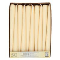 Dinerkaarsen/kandelaarkaarsen Mega pack - 50x stuks - creme wit - Gotisch - 25 cm