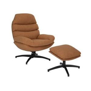 Bronx71 Draaifauteuil met hocker Palma linnen koper