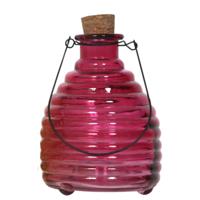 Luance Wespenvanger/wespenval met hengsel - glas - rood - D13 x H17 cm