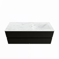 MONDIAZ VICA-DLUX 130cm badmeubel onderkast Urban 4 lades. Inbouw wastafel CLOUD rechts zonder kraangat, kleur Opalo.