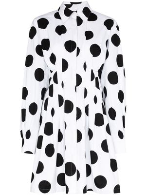 Carolina Herrera robe-chemise à pois - Blanc