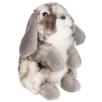 Living Nature konijn knuffel - grijs - pluche - 19 cm - hangoor konijn - speelgoed