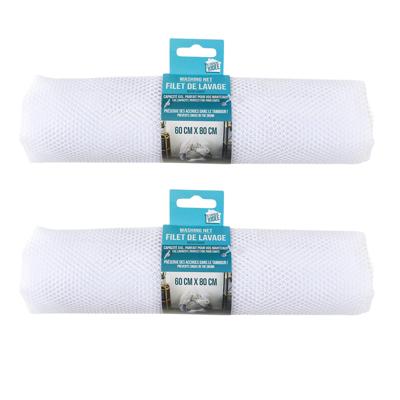 Home Deco Factory Waszak - 2x - 60 x 80 cm - wit - polyester - groot - wasnet