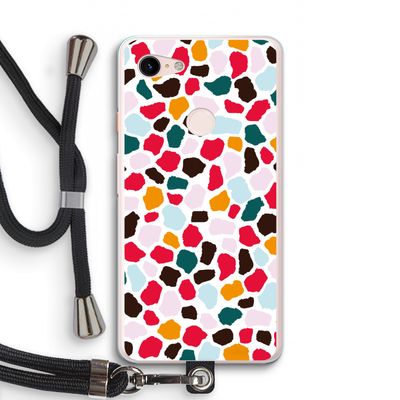 Colored Giraffe: Pixel 3 XL Transparant Hoesje met koord