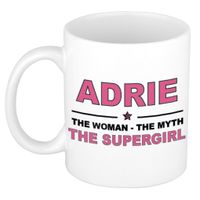 Naam cadeau mok/ beker Adrie The woman, The myth the supergirl 300 ml   -