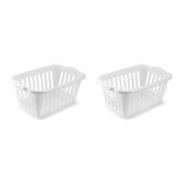 Wasmand - 2x stuks - wit - kunststof - 40 liter - 60 x 40 x 26 cm - manden voor wasgoed