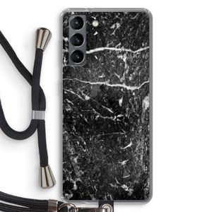 Zwart marmer: Samsung Galaxy S21 Transparant Hoesje met koord
