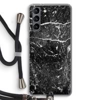 Zwart marmer: Samsung Galaxy S21 Transparant Hoesje met koord