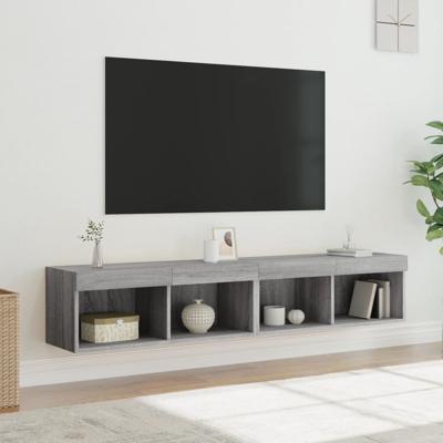 Tv-meubels met LED-verlichting 2 st 80x30x30 cm grijs sonoma