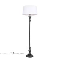 QAZQA Vloerlamp zwart met linnen kap wit 45cm - Classico - thumbnail