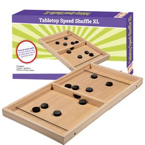 Slingpuck XL - Tabletop Speed Shuffle - Sjoelbak Klein met Pucks - Houten Bordspel - 53,5 cm