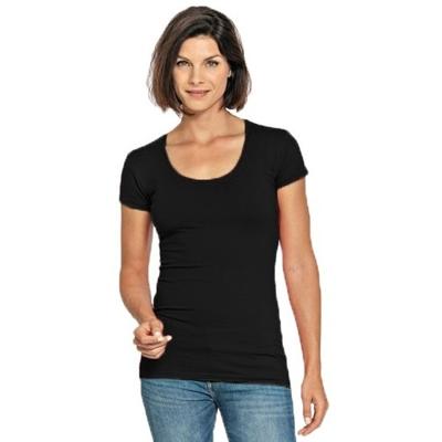 Lemon & Soda casual fashion t-shirt - bodyfit - dames - zwart - ronde hals - korte mouwen