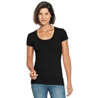 Lemon & Soda casual fashion t-shirt - bodyfit - dames - zwart - ronde hals - korte mouwen