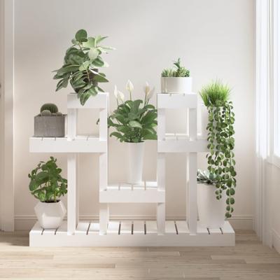 Plantenstandaard wit 104,5x25x77,5 cm massief grenenhout