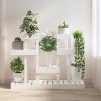 Plantenstandaard wit 104,5x25x77,5 cm massief grenenhout