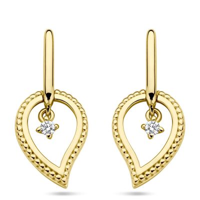 Oorhangers geelgoud-diamant 2 x 0.03 ct Hsi wit 10 x 20 mm