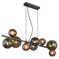 Globo Zwarte hanglampRiha gekleurd glas 9-lichts - 56142-9H