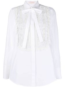 Valentino Garavani chemise à plastron en dentelle - Blanc