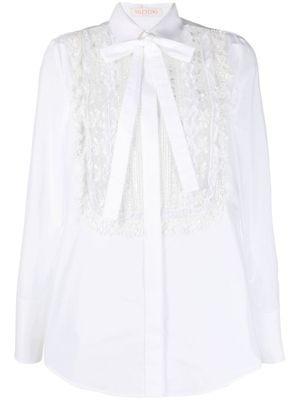 Valentino Garavani chemise à plastron en dentelle - Blanc