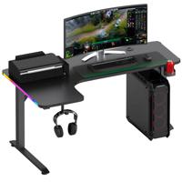 Avalo Gaming Bureau - 160x100x75 CM - L Vormig Hoekbureau - Game Desk Met LED Verlichting - Tafel - Zwart - thumbnail