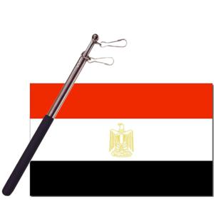 Landen vlag Egypte - 90 x 150 cm - met compacte draagbare telescoop vlaggenstok - supporters