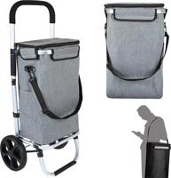Prestara Boodschappentrolley - Opvouwbare Boodschappenkar met Koelvak - 45 kg Draagkracht - Lichtgewicht Aluminium Frame - Grijs