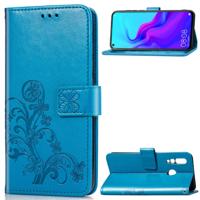 Lucky Clover Pressed Flowers Patroon Lederen Case voor Huawei Nova 4 met houder & Kaart Slots & Portemonnee & Handriem (Blauw)