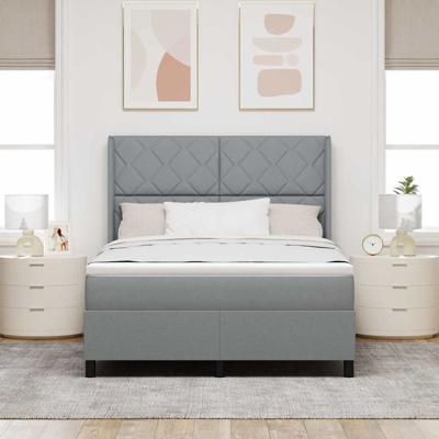 Boxspring bed met matras Lichtgrijs 140 x 190 cm Stof