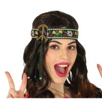 Verkleed haarband peace teken - groen - meisjes/dames - Hippie/flower Power - thumbnail