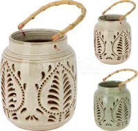 Lantaarn Porselein en Bamboe 20cm Assorti 1st