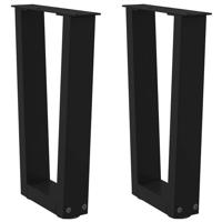 Eettafelpoten 2 st V-vormig 28x(42-43,3) cm staal zwart