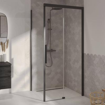 Ben IMotion zijwand links t.b.v. schuifdeur 90x206cm mat zwart/helder glas