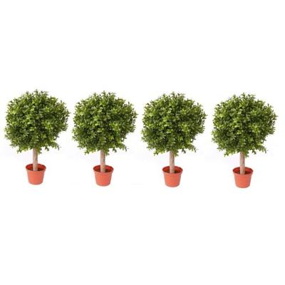 4x buxus bol kunstplant op stam - h34 x d25 cm - uv-bestendig