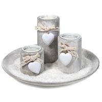 Gerimport Kaarsenbord-plateau - 3 kaarsenhouders - hout - D24 cm - Kaarsenplateau - Sfeer kaarsen